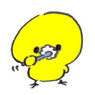 歯磨きをするひよこ