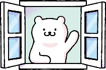 窓から手を振るシロクマ