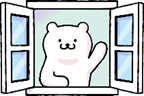 窓から顔を出すシロクマのイメージ