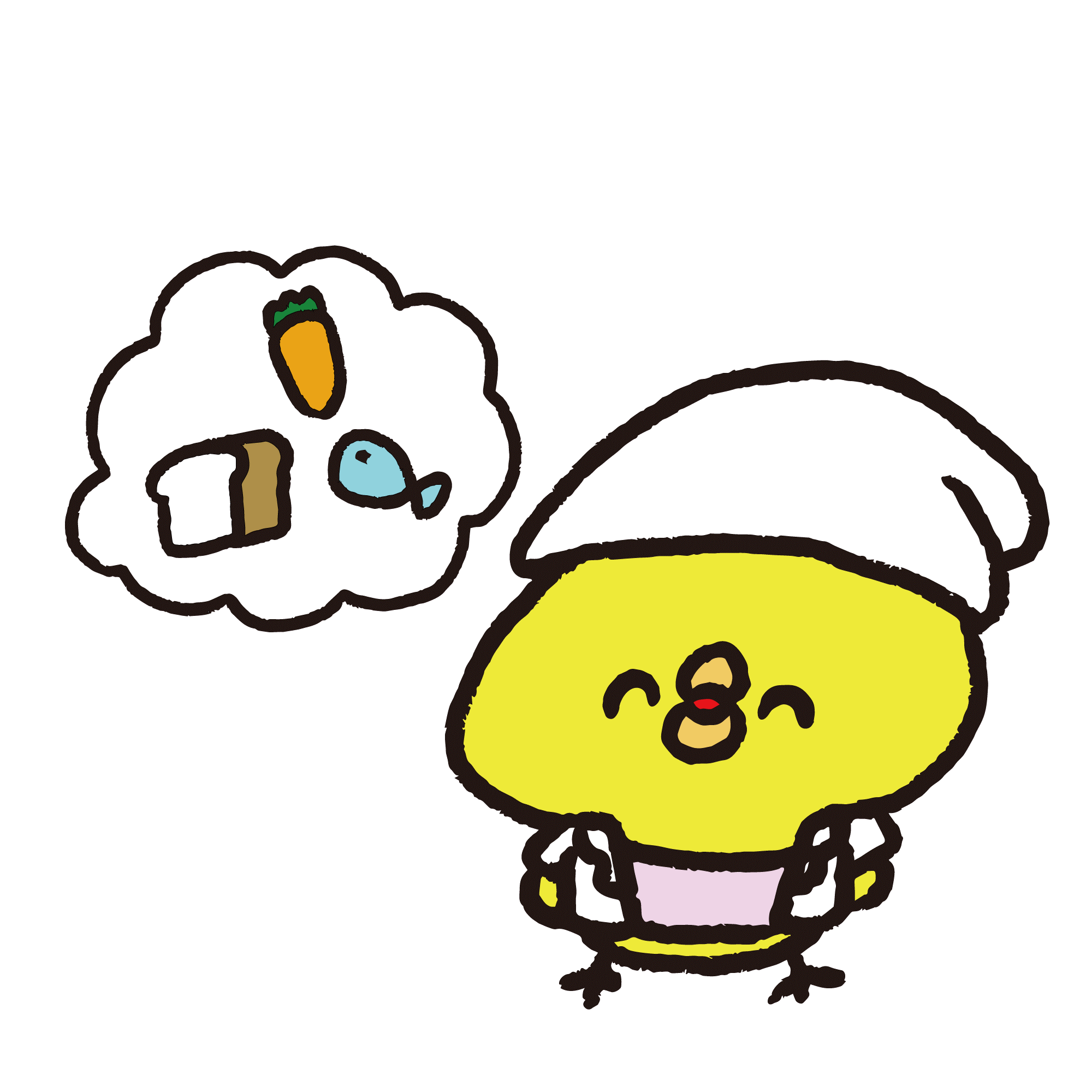 エプロンを付けたひよこのイメージ