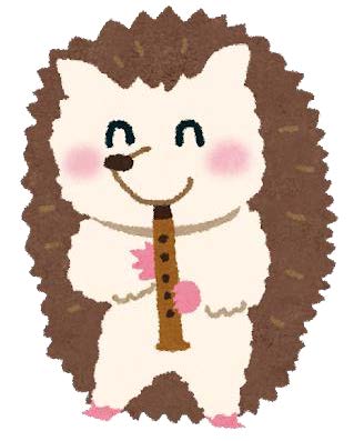 カット：笛を吹くハリネズミのイメージ