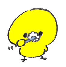 カット：歯磨きをするひよこのイメージ