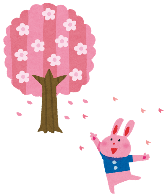カット：桜の木とうさぎのイメージ