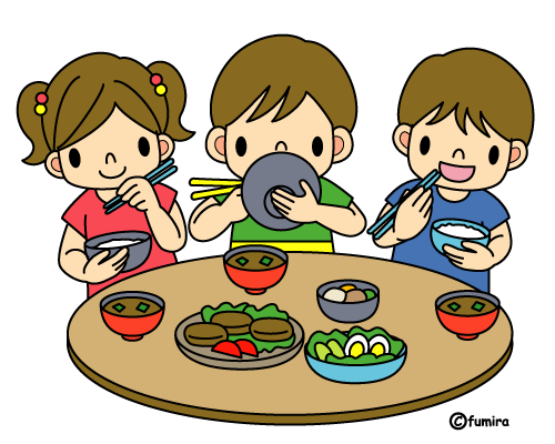 食事をするこども達