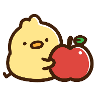 カット：リンゴを持つひよこ