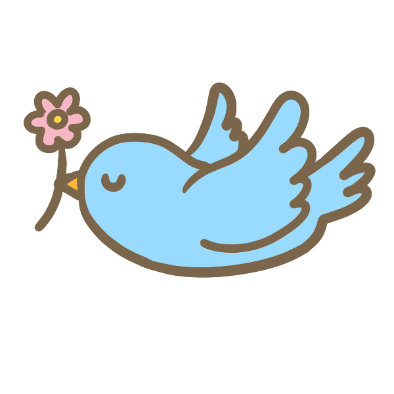 花をくわえた鳥