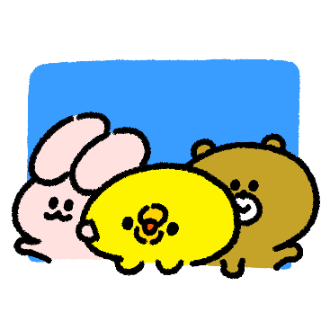 顔を出すウサギとひよことクマ