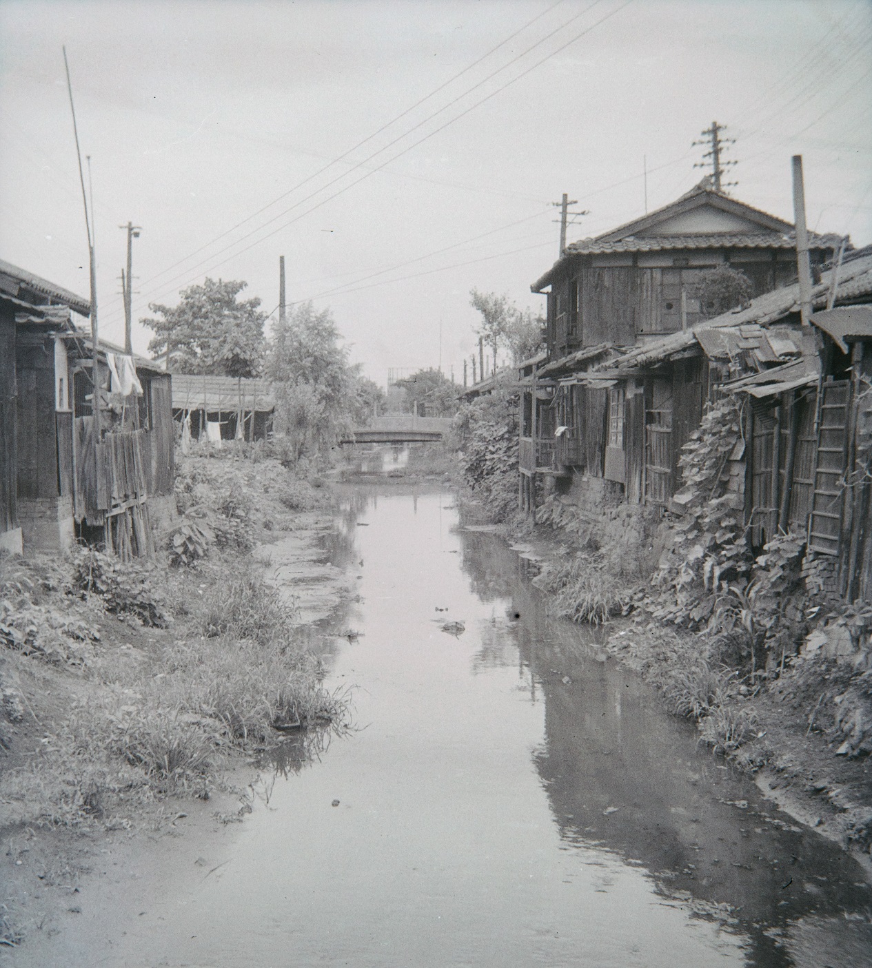写真：『堺市疎開地記録写真』より建物疎開前の内川・少林寺橋