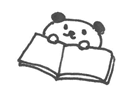イラスト：広げた本の裏で笑顔のパンダ