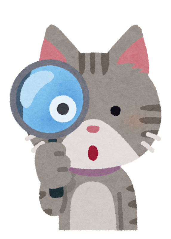 カット：虫眼鏡をのぞく猫のイメージ