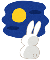 カット：月見をするウサギのイメージ